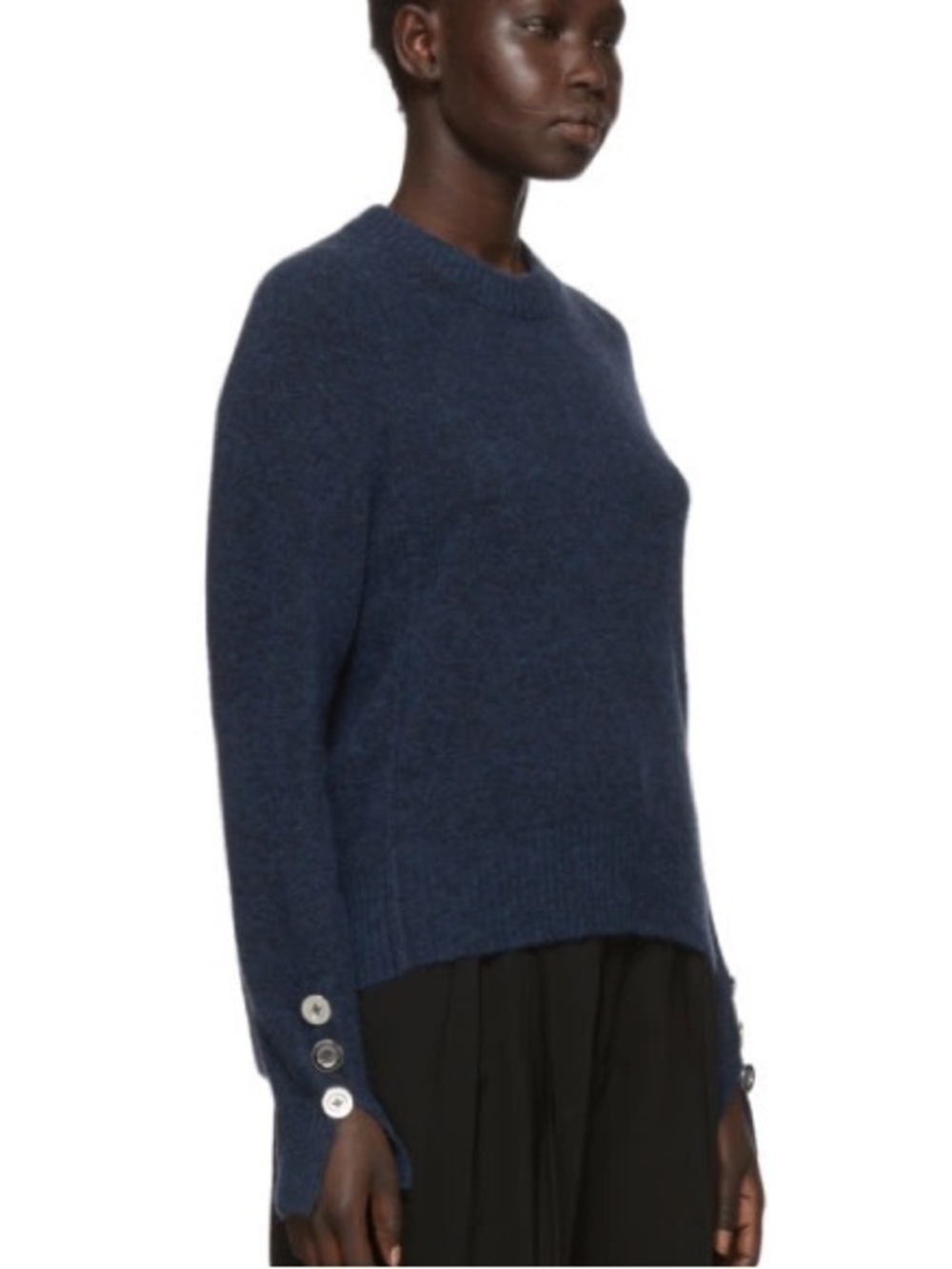 3.1 Phillip Lim Blue Inset Shoulder High Low Sweater Sz S